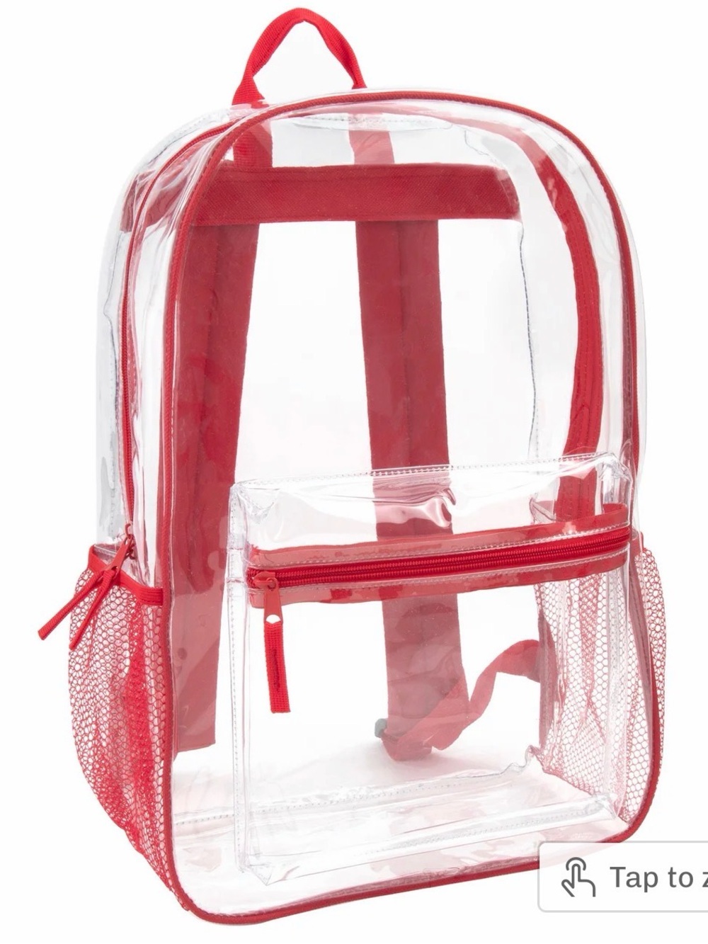 Clear Red Accent PVC Backpack - Transparent Women’s Backpack